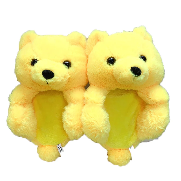 Пушистые плюшевые забавные мягкие домашние тапочки для дома и спальни одноразмерные детские тапочки плюшевый мишка