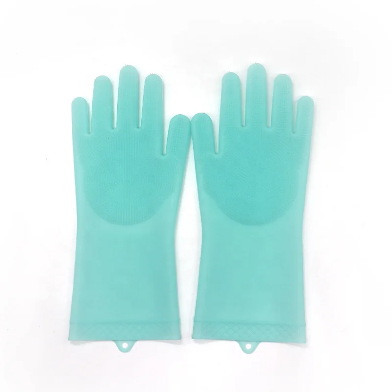Wholesale Eco-Friendly Multpurpose Heat Resistant Silicone Oven Cooking Scrubber Brush Kitchen Clean G loves Dish Washing