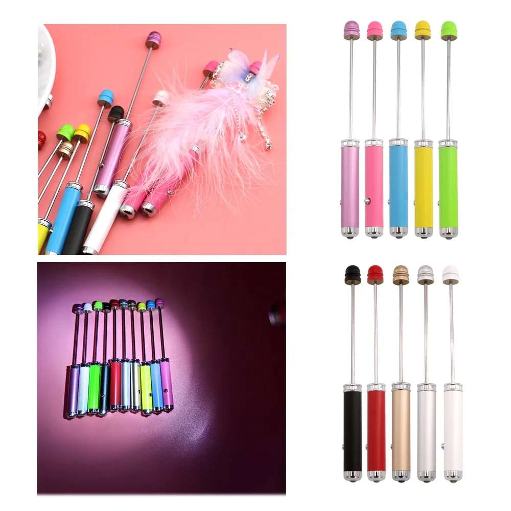 wholesale high quality beadable led stylus pen with led light ballpoint pens beadable pen