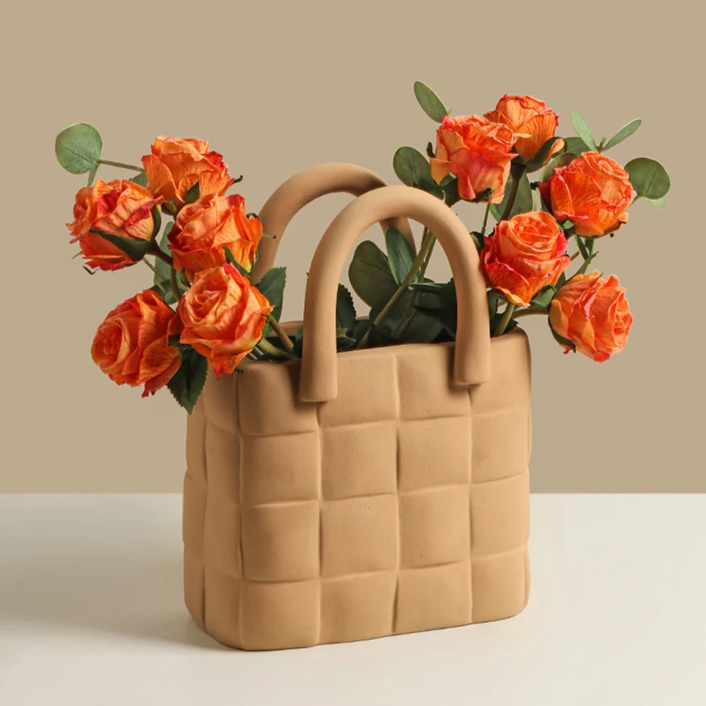 
Nordic creative handbags flower pots flower vase for home decor with dri flowers 
