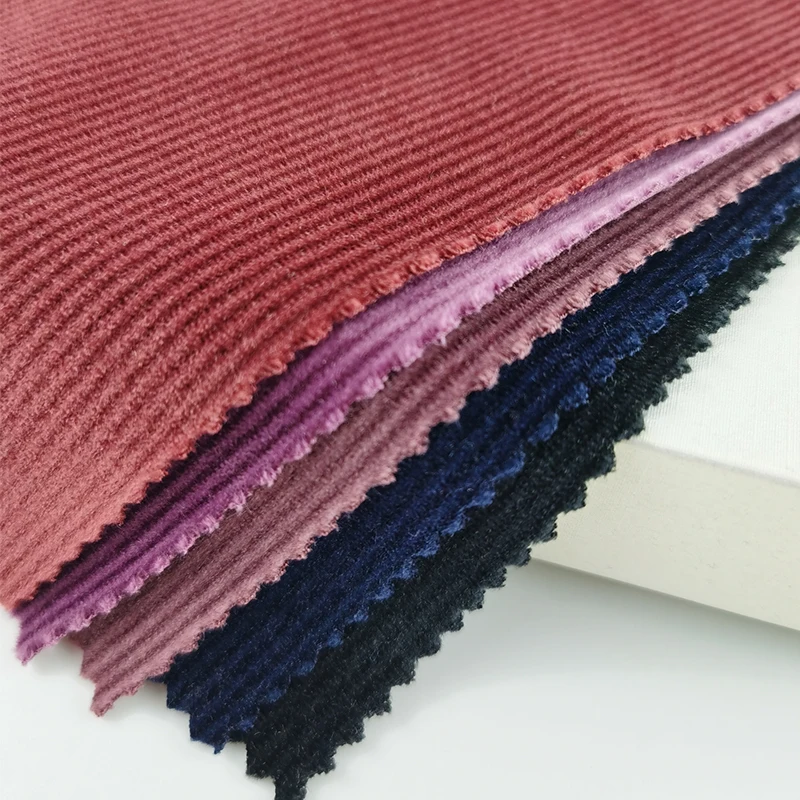 Polyester Warp Knitting 3D Stripe Velvet 16 Wales Stretch Corduroy Fabric For Home Textile