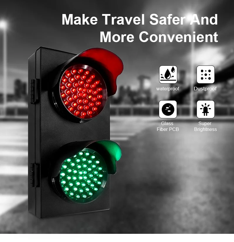 100mm Red Green Traffic Warning Light with high brightness and Low MOQ