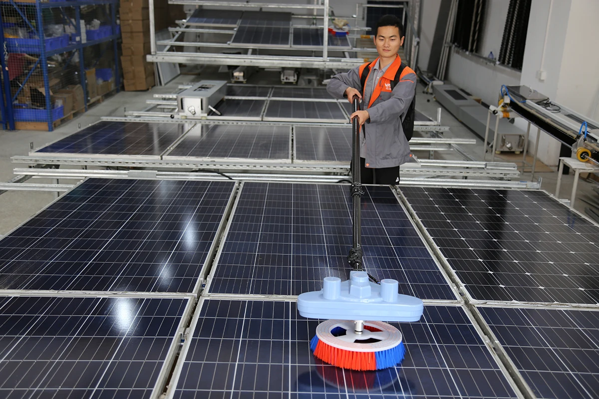 Solar panel cleaning kit with automatical rotating dry/water solar panel cleaning brush machine for Solar panel cleaning