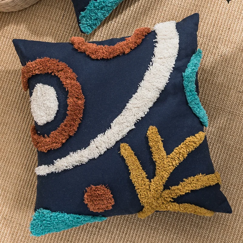 Innermor 2023 New Design Tufted Embroidery Decorative Cushion Cover Punch Needle Terylene Cotton Custom Pillow