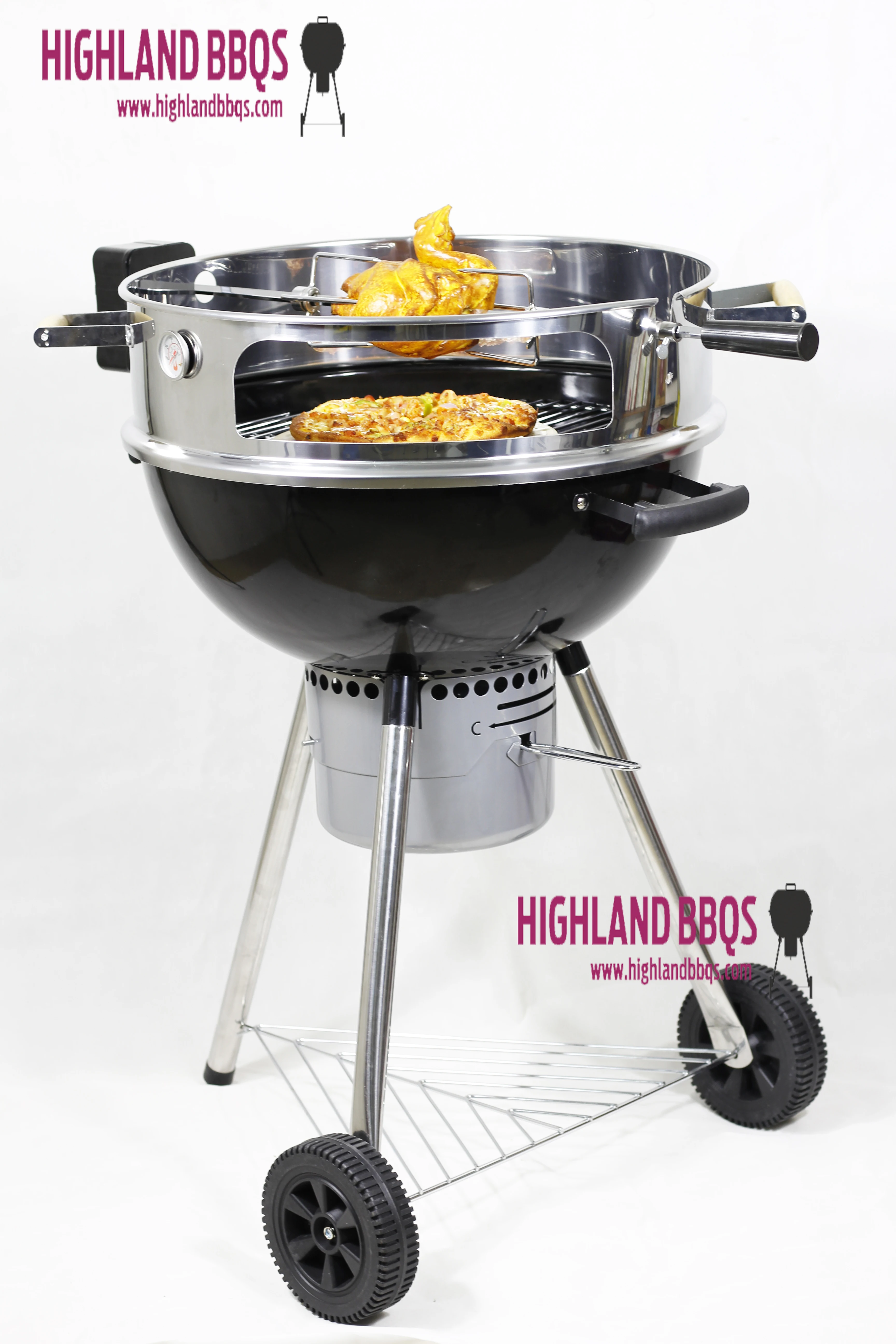 Pizza Ring With Rotisserie Kit for 22.5 Inches Kettle Grill Pizza Ring Kit with 4.5V DC Motor Pizza Tool Sets For Grilling