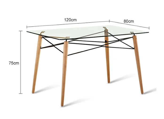 Wholesale Cheap Bazhou factory hot sale modern design 4 seater glass dinner table for dining room