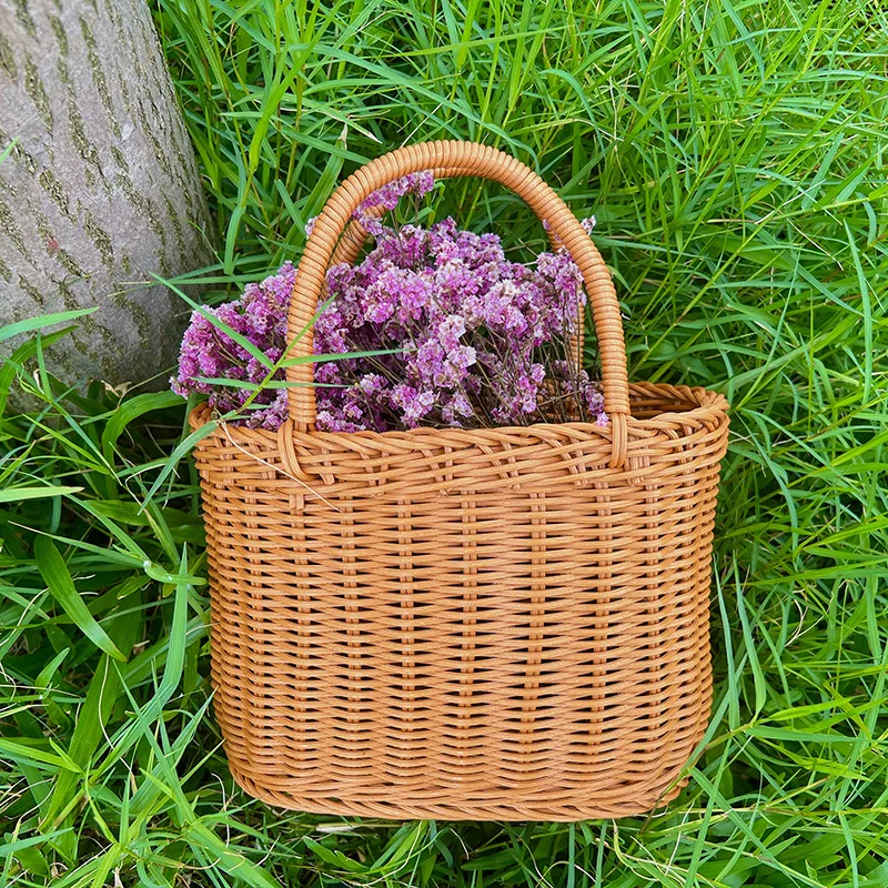 New hot rattan-like picnic basket garden picking basket woven storage basket washable portable