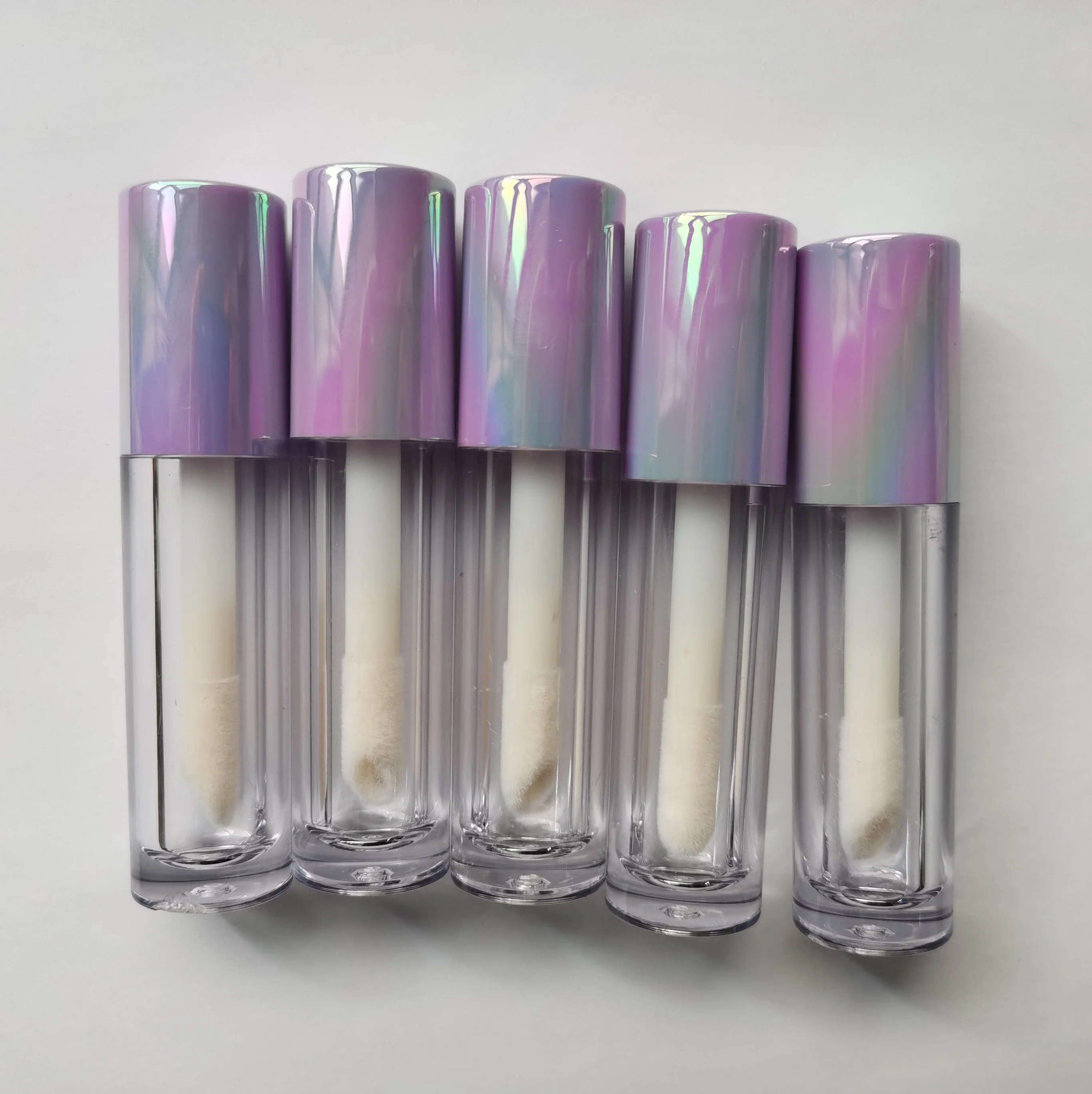 Lip Gloss Tube Empty With Gold Collar Purple Metallization Cap Custom LipGloss Tubes Hot Sale Transparent bottle