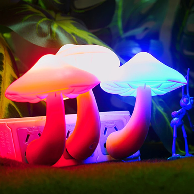 7 Colors Led Night Lights Mushroom Shape Automatic Sensor Bedroom Decor Wall Lamps For Kid Room Bedside Lamp Christmas Gift