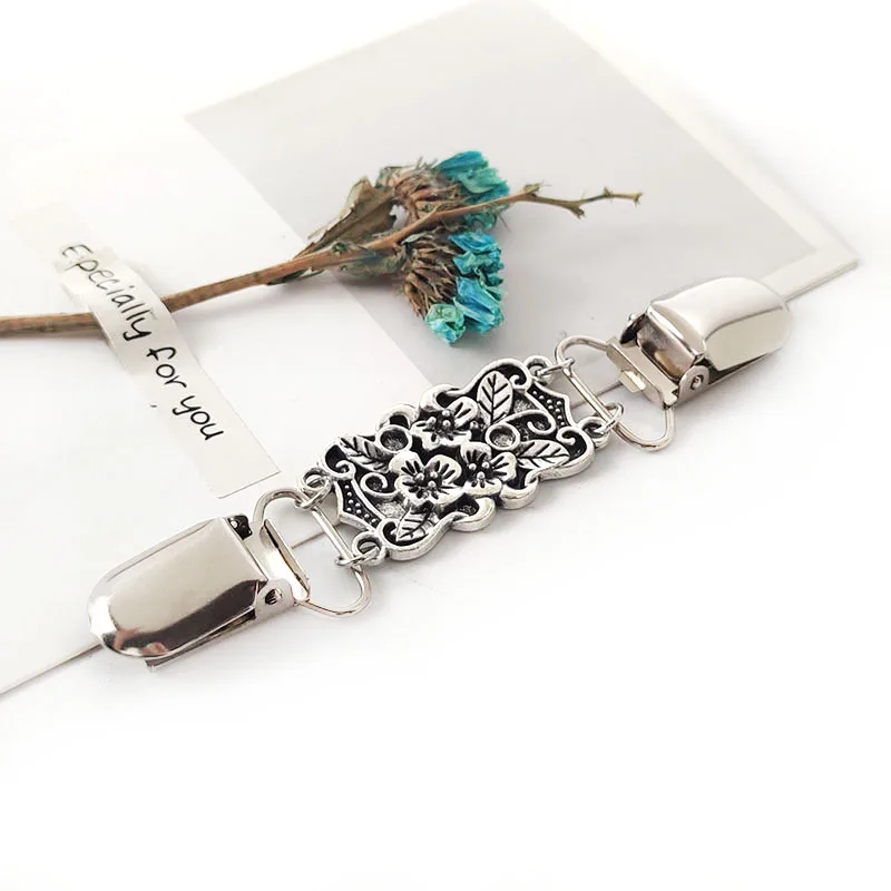 Deepeel KY299 Antique Silver Sweater Cardigan Hook Retro Buttons Decorative Garment Buckle Connection Clips