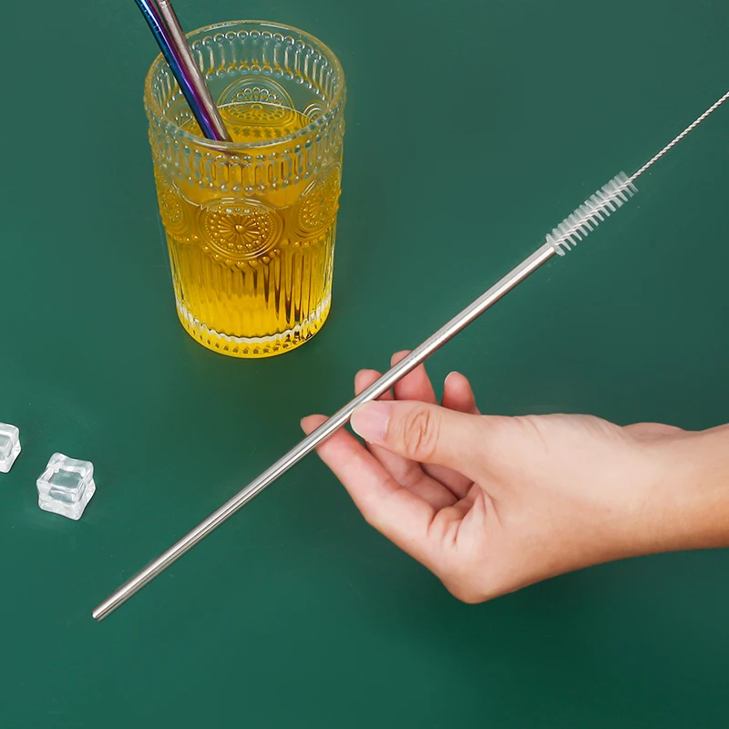 2024 Пользовательский логотип 304 многоразовый Серебряный набор портативный розовое золото черный фиолетовый синий нержавеющая сталь металлическая солома