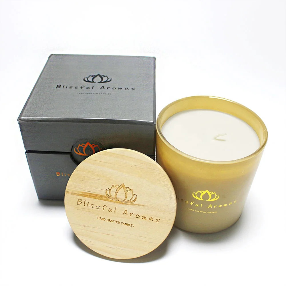 FENGJUN Роскошная матовая черная и стеклянная банка для свечей с деревянной крышкой индивидуальным логотипом спрей наклейки