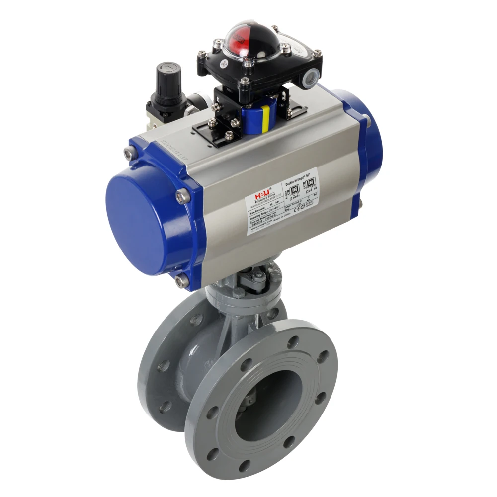 PN20 Cast Iron EPDM Flange Pneumatic butterfly Valve with Double Acting(4~20mA Electro Pneumatic Positioner Optional)