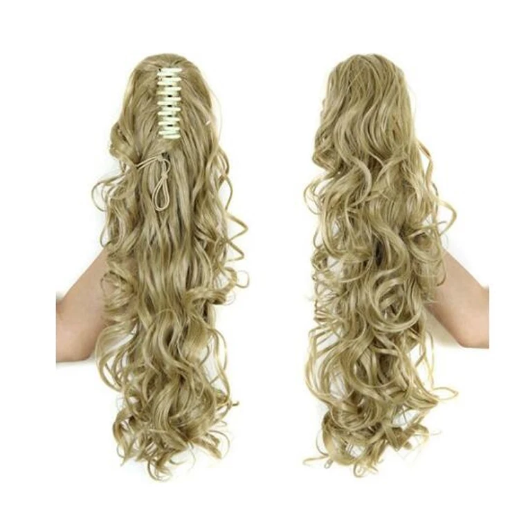  Custom Color 25 Inches Long Body Wave Wigs Women Synthetic Curly Claw Clip Ponytail Hairpieces Hair