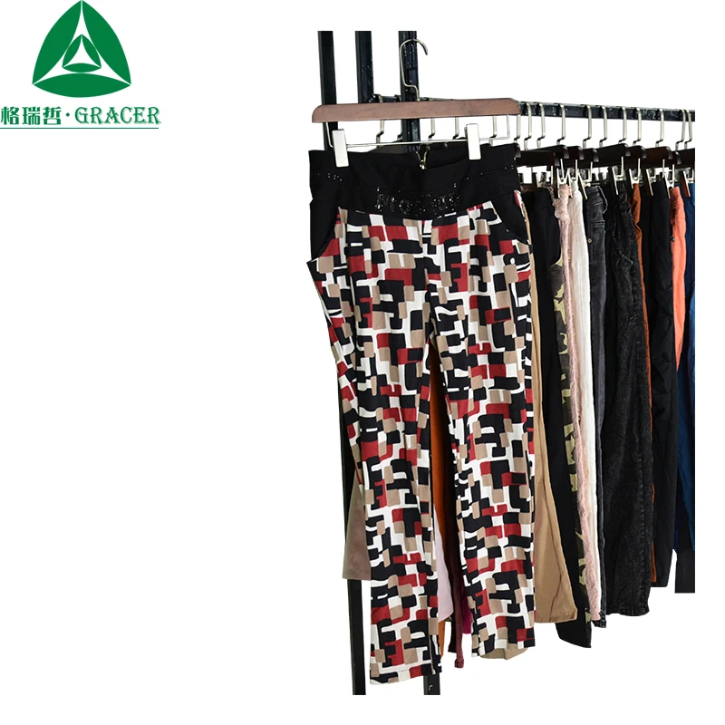 Cheapest second hand summer colorful cotton pants 20ft container used clothes in bales for sale