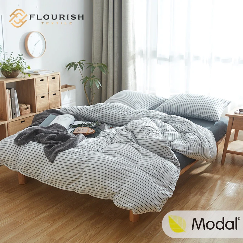 Flourish 100% modal jersey 21S/155G Customized luxury bedsheet bedding set 4pcs duvet cover bedding sheet sabanas