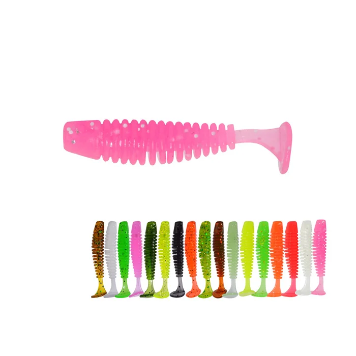 Mini T Tail soft Bait 38mm 0.8g 20pcs a bag Paddle Tail Soft Worm Grub Bait Small Soft Lure SwimBait Plastic Worm Fishing Lure