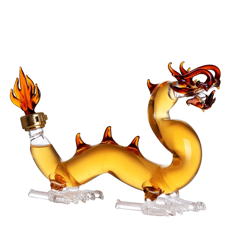 Chinese Zodic Animal Cartoon Whiskey Decanter Glass Art Bottle Customized Glass Dragon /Animal Shaped Liquor Wine Bottle