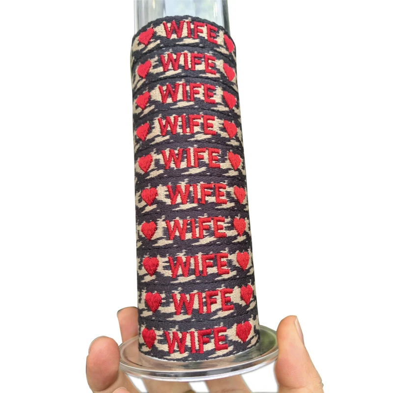 WIFE WIFEY Bride Tribe Team Wedding Supplies Wedding Heart Embroidery Logo textile Letters Charm Woven Fabric Bracelet