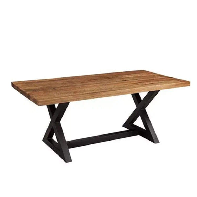 Dining Room Furniture Antique Appearance Solid Wood Luxury Dining Table with Metal Leg
