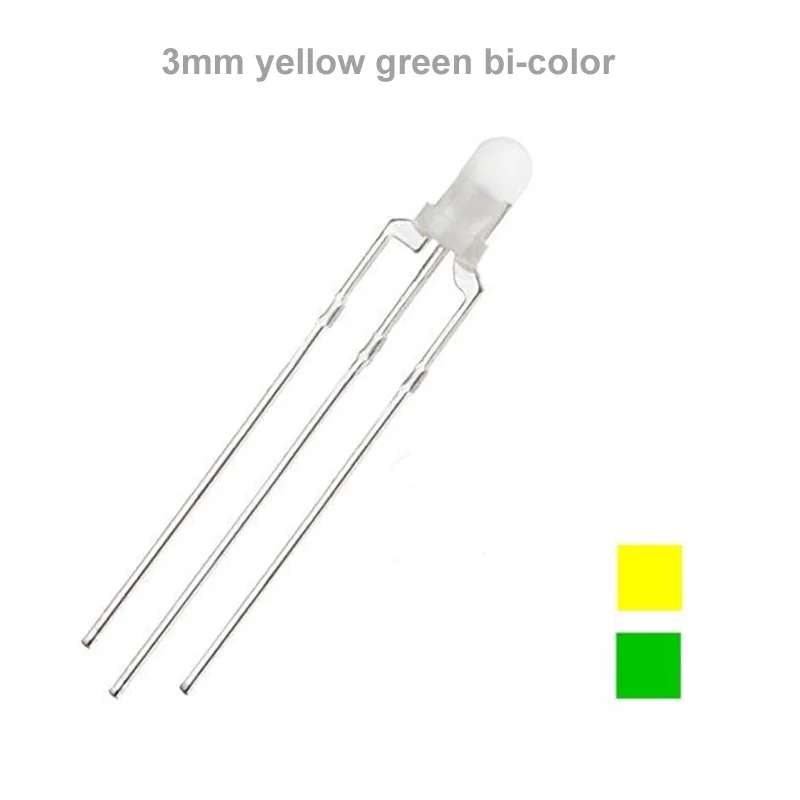Juhong common anode common cathode dual color bi-color 3mm 3 legs led diodes free sample