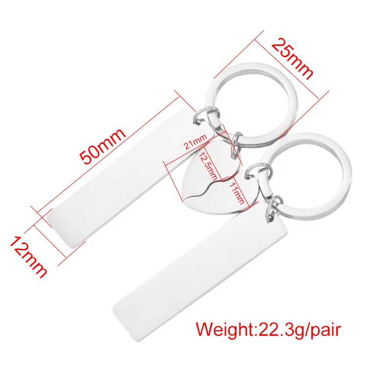 Custom logo gift pendant mirror stainless steel strip peach heart keychain