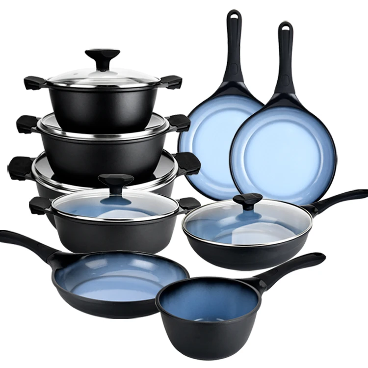 Wholesale 28cm Nonstick Cookware Set Die Cast Aluminum Cooking Pots And Pans Non-stick Casserole Sauce Pan With Glass Lid