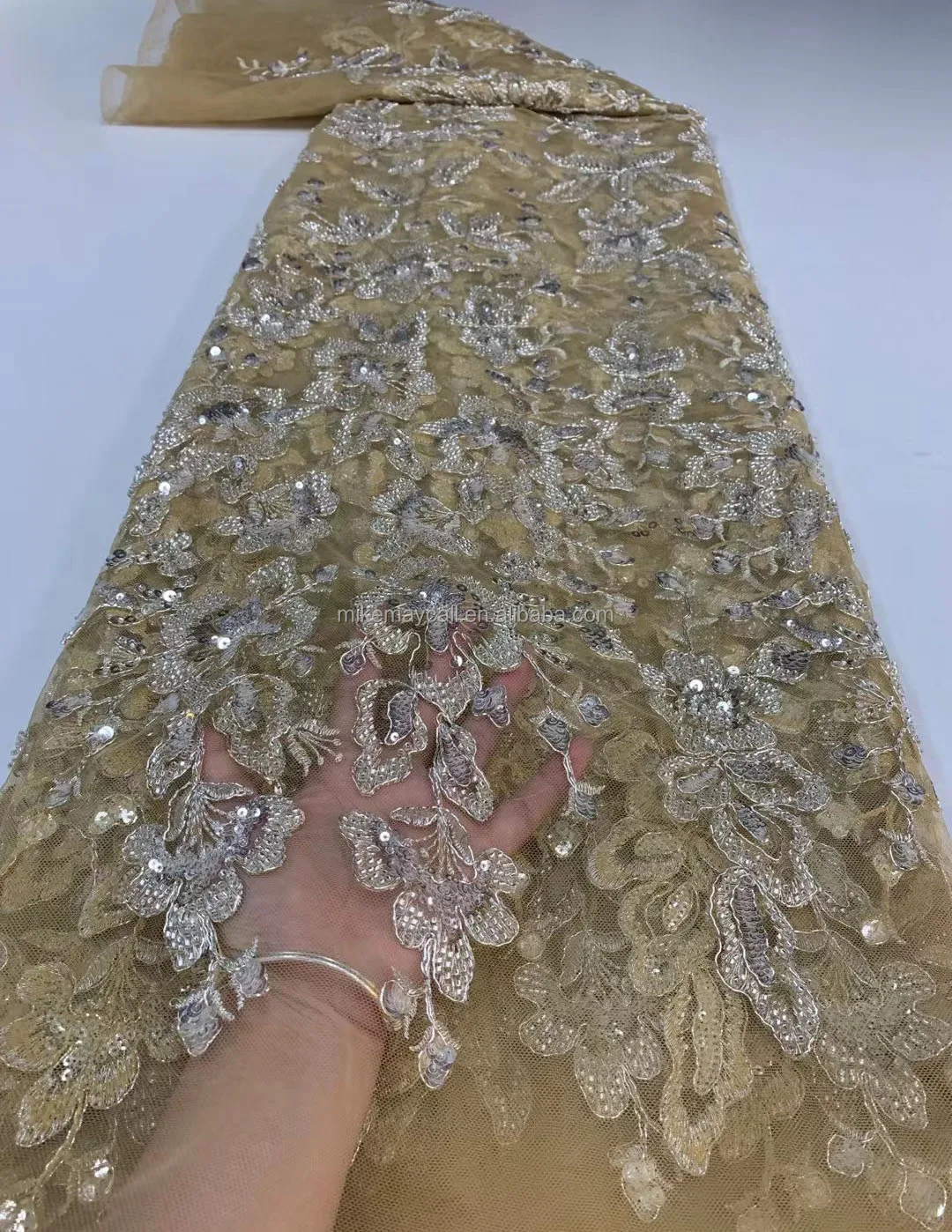 Burgundy Luxury feather beaded embroidery lace fabric Handmade DIY 3D flowers clothing accessories materials