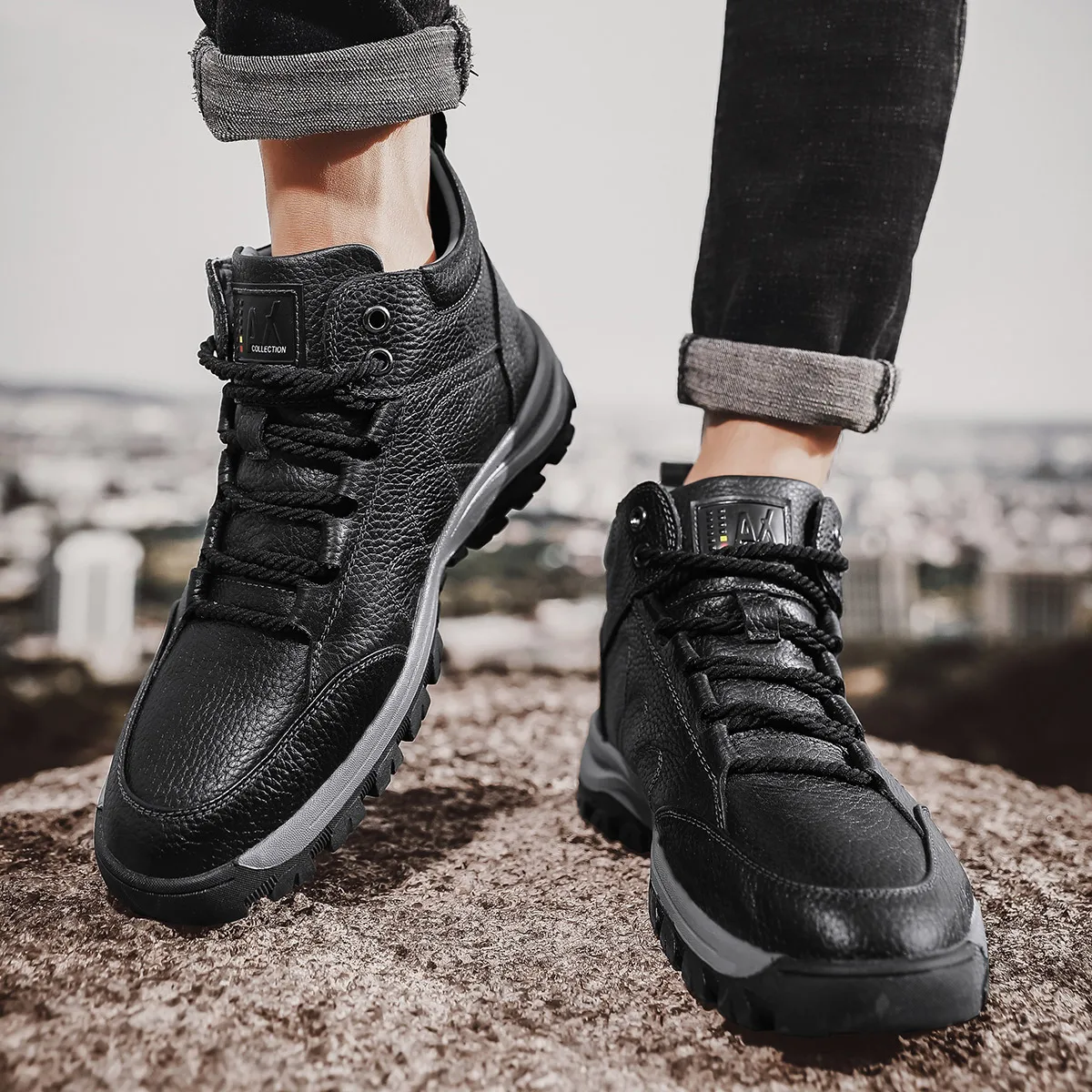 Snow Boots Hiking Boots Genuine Leather Shoes Climbing Boot Anti Slip Outdoor 2021 Hot Selling Mid-top Thermal Winter Waterproof