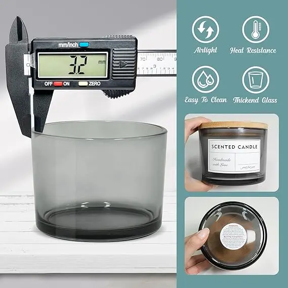 New Glass candle jar empty 16oz candle holder container custom color for home Christmas with lids