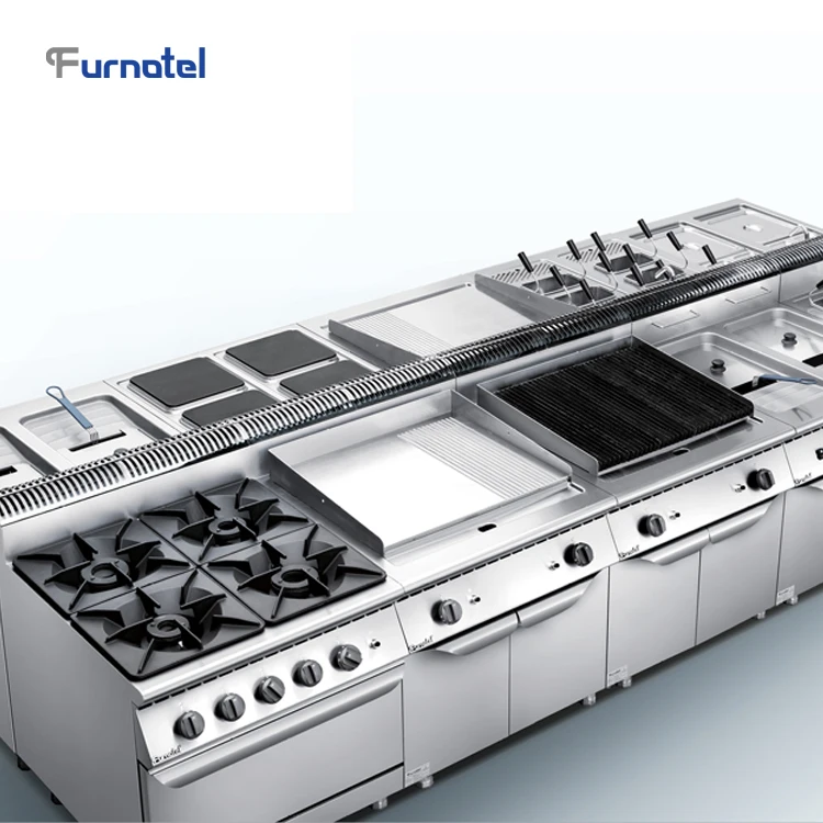 FURNOTEL 900 Series Gas/Electric Cooking Range Commercial Stainless Steel Fabricated Kitchen Equipment