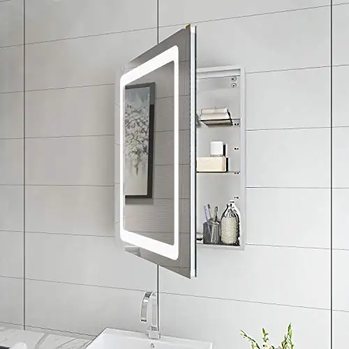 
Hotel LED Illuminated Bathroom Mirror Cabinet with Touch Sensor and Shaver Socket 