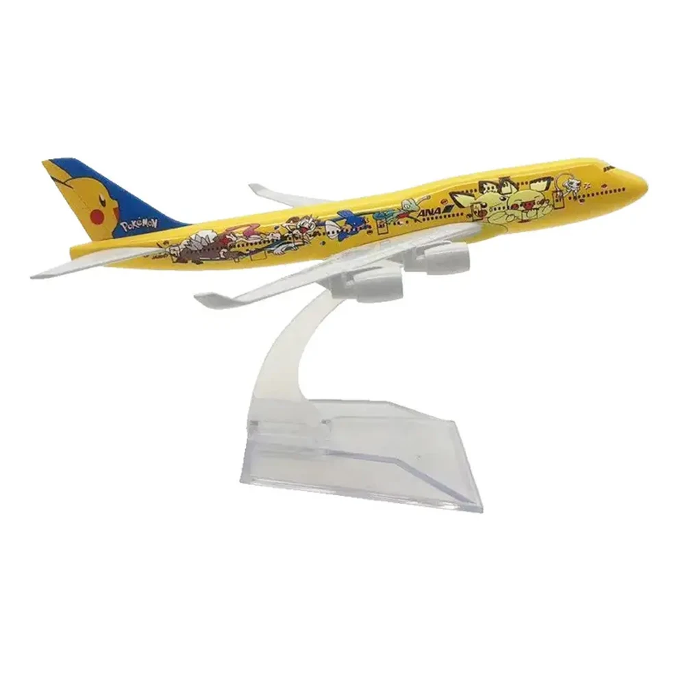 16cm 747 Alloy Aircraft Pikachu Japanese Planes Toys Pickup 747 Alloy Aircraft Model Passenger Aircraft with Landing Gear