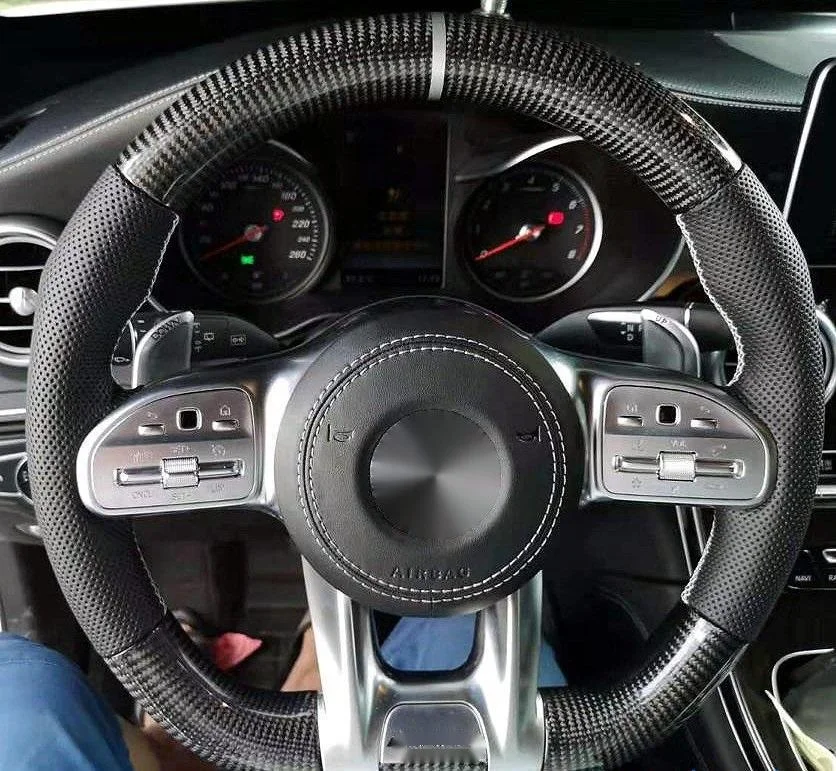 Рулевое колесо Mercedes-Benz AMG для C43 glc63 E53 cls53 a220 s560 gle63 рулевое из углеродного волокна под