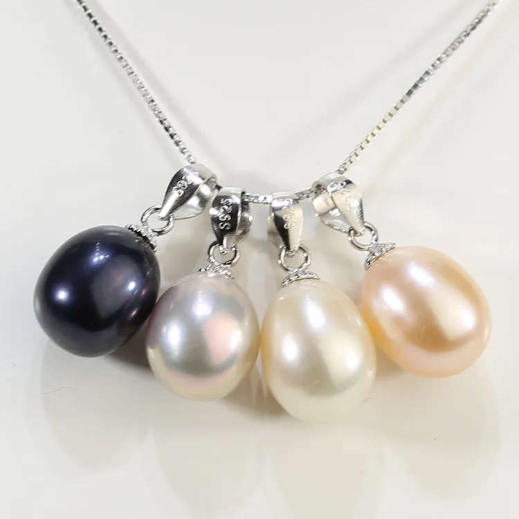 latest design 925 sterling silver necklace genuine cultured real teardrop fresh water natural freshwater pearl pendant necklace
