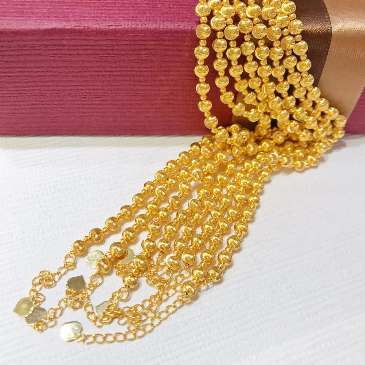 Xinfly Trendy Pure 18K Real Gold 4mm Bead Bracelet Bangle Au750 Jewelry Women Ladies Girls Gifts Custom