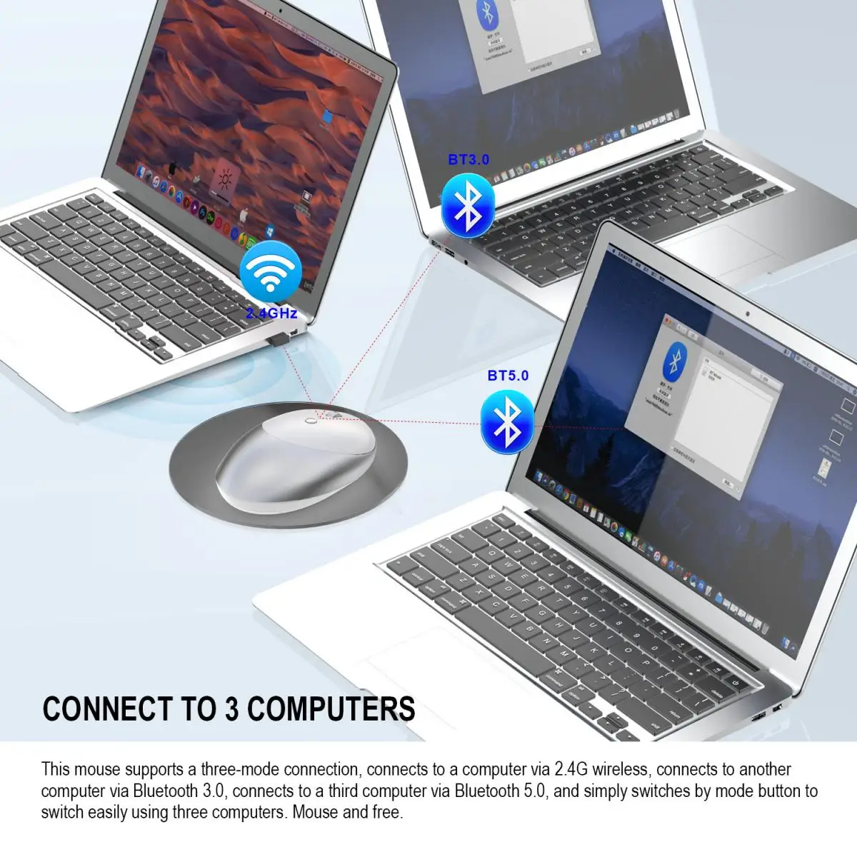 2 4G Wireless Right Handed Mouse USB Wireless 2.4g Charging Functional Mice for Gaming Laptop Desktop Black Buttons Status