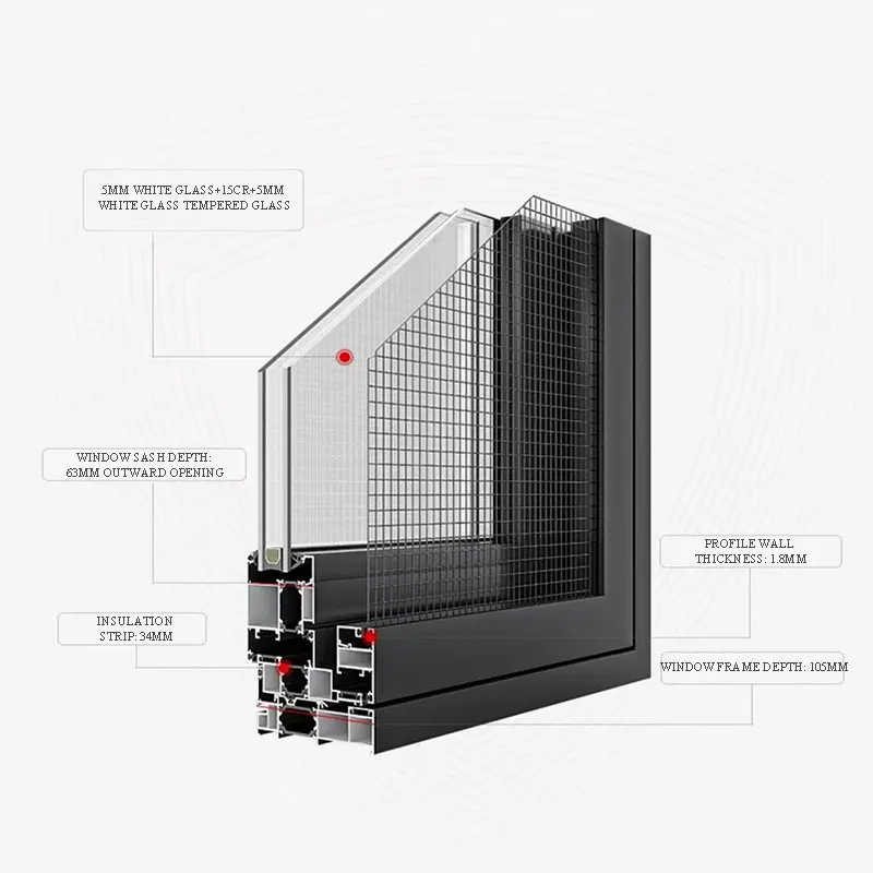 Cheapest Price Sound  High Air Tightness Aluminum Triple Glazed Tilt Turn Pvc Burglar Proof Windows Designs Casement Window