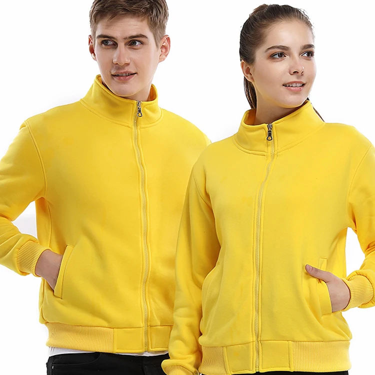 Manufacturer 100% Cotton Stand Collar Zip Up Hoodie Sweatshirt With Long Sleeve Hoodies