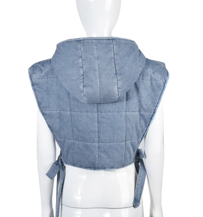 Y2K Spring Womens Jean Puffer Vest Women Casual Bubble Bomber Jacket 2023 S-2XL Fashion Vintage Hooded Denim Vest