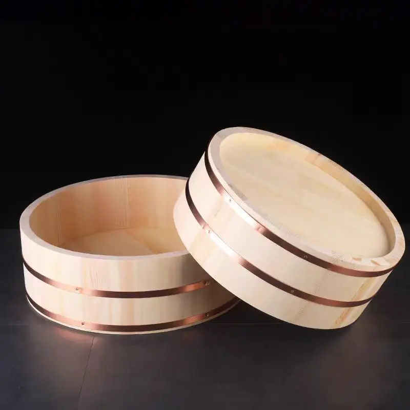 Wholesale Of New Features Sushi Rice Bowl Hangiri japanese sushi barrels for household and commercial rice mixing