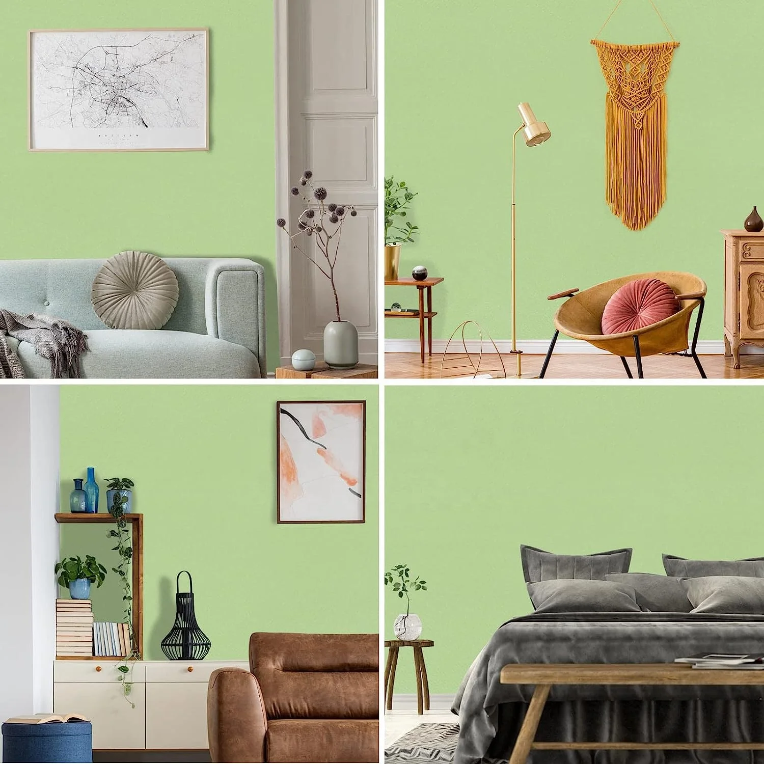 Nature wallpaper thickened PVC wallpaper self-adhesive solid color green color wallpaper wall decorations for home