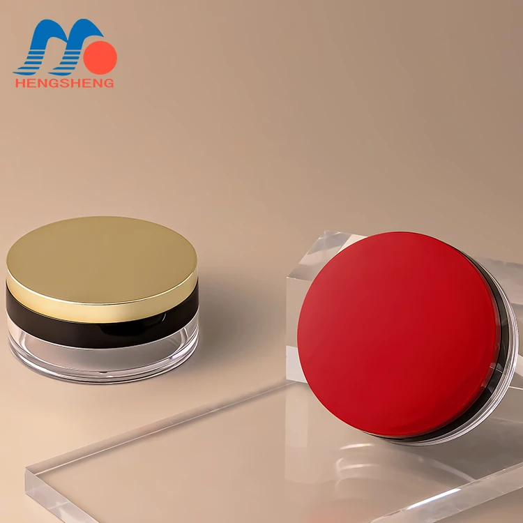 30g straight round flip plastic jar loose powder packaging empty cosmetic powder jar with sieve and mirror