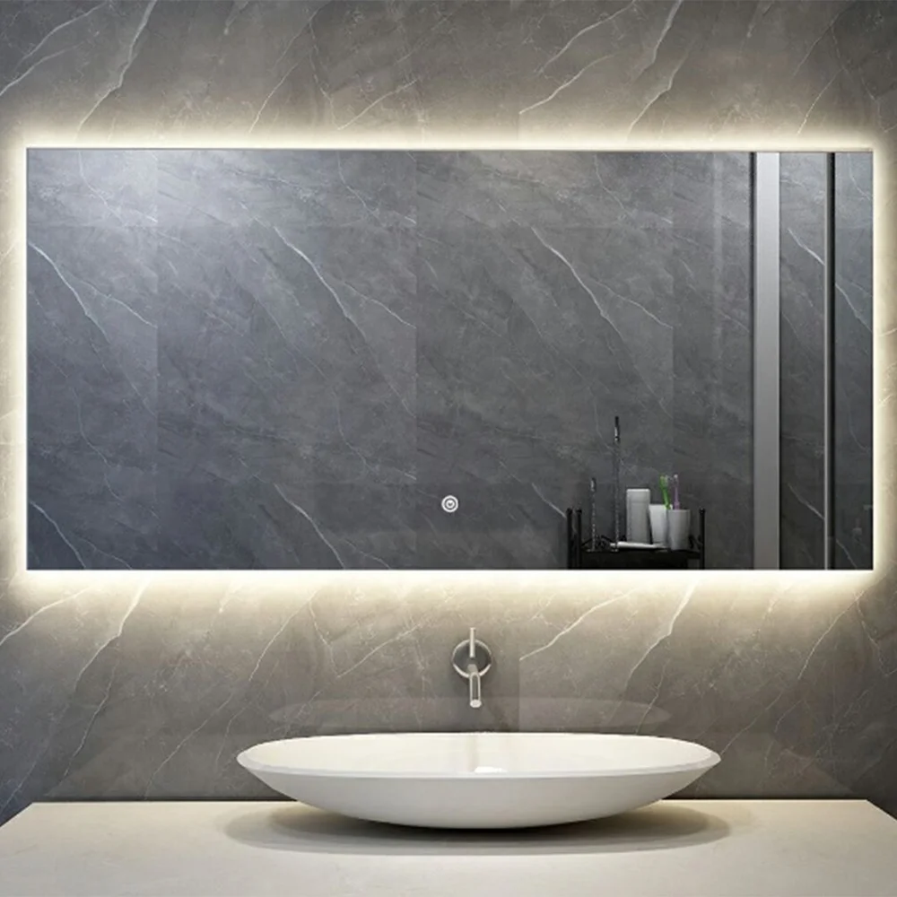 Modern design Bathroom Wall Mounted Smart Wi-Fi Led Mirror heater With Time Display