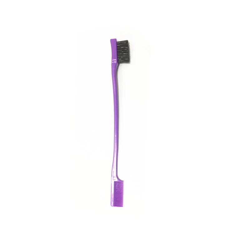 Private label double head edge control brush pink for black hair