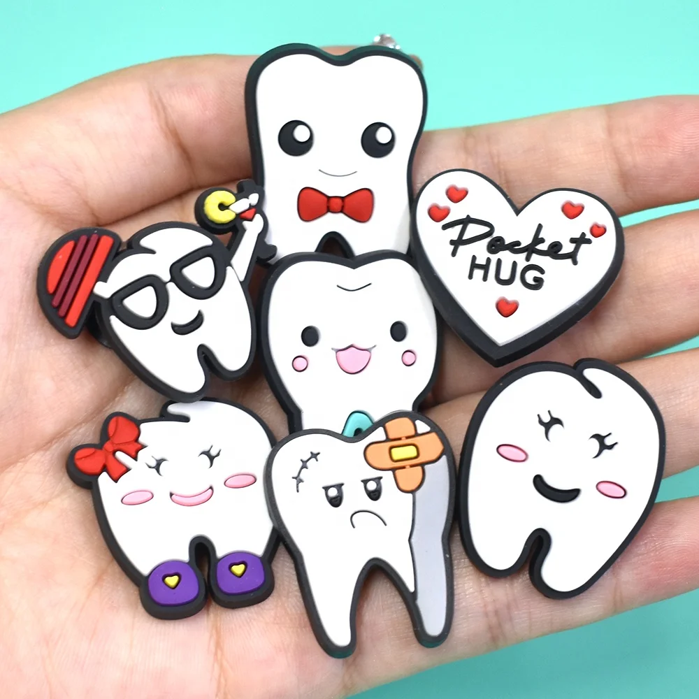 Wholesale Teeth Health Doctors Dentist Nurse PVC Shoe Charms Dental Teeth pvc Shoe Charms For Clog Shoes