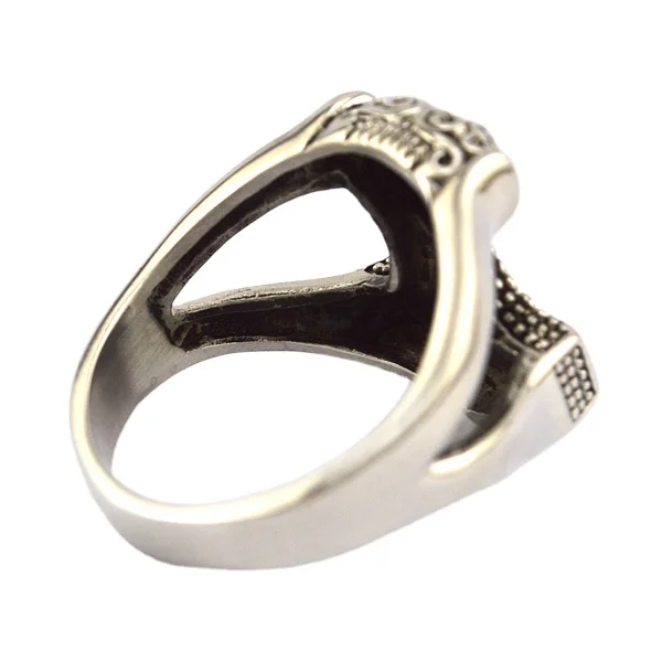 Vintage Silver Hollow Viking Valknut Raven Thor Hammer Finger Ring r003204