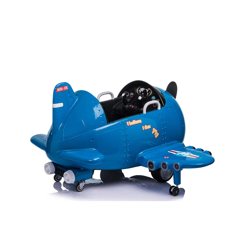 Kids Toy Electric Ride Airplane 360 Degree Rotation 12V Airplane with Remote Control FM Radio USB  Volume Control Horn
