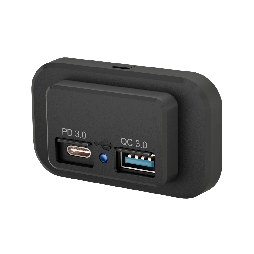 2 Usb Ports Qc 3.0 And Type C Pd Car Charger Dual Ports Usb Car Charger 12V Car Usb Socket Panel