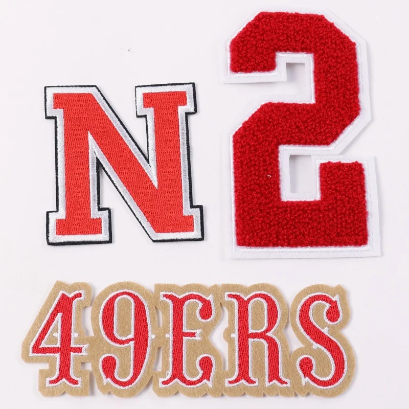 Embroidered Hat Patches Iron-on Chenille Letters Custom Embroidery Patch Large Logo Fashion Number Jacket Clothes Patches